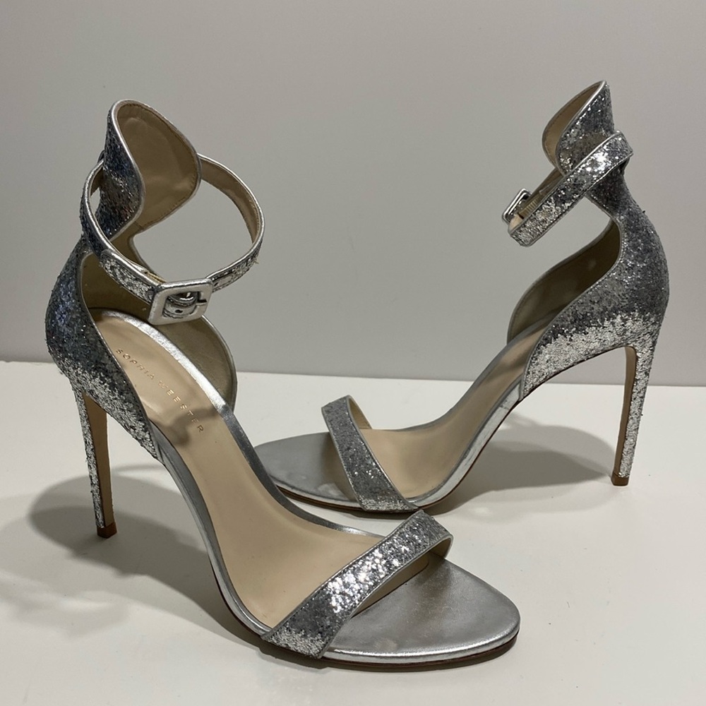 Sophia Webster Nicole Silver Glitter Heels